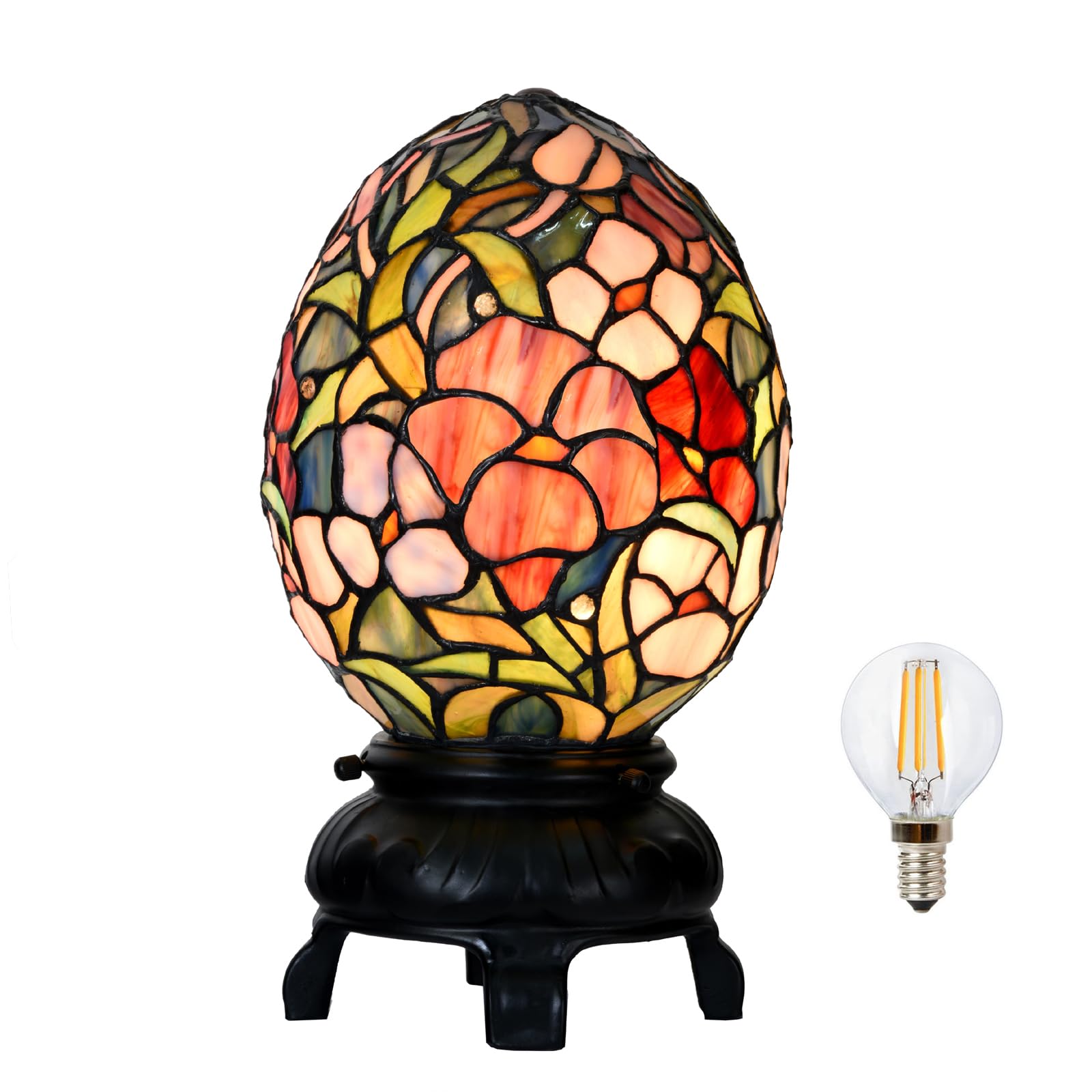 HomeBeauty A0015 Tiffany Style Stained Glass Egg Table Lamp